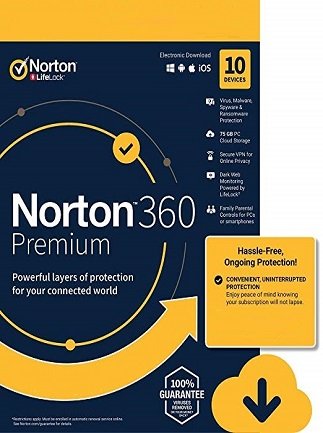 Norton 360 Premium Non-Subscription – (10 Devices, 1 Year) – NortonLifeLock Key EUROPE