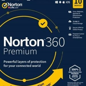 Norton 360 Premium + 75 GB Cloud Storage (10 Devices, 1 Year) - NortonLifeLock Key - UNITED KINGDOM