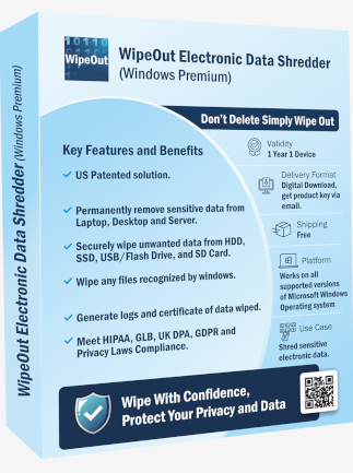 WipeOut Electronic Data Shredder (PC) (1 Device, 1 Year)  – WipeOut Key – GLOBAL