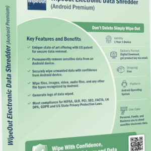 WipeOut Electronic Data Shredder (Android) (1 Device, 1 Year)  - WipeOut Key - GLOBAL