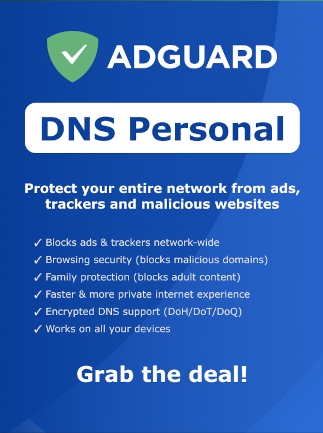 AdGuard DNS Personal (PC, Android, Mac, iOS) (20 Devices, 1 Year)  – AdGuard Key – GLOBAL